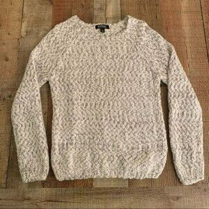 Buffalo David Bitton white and gray chunky knit crew neck pullover sweater -M